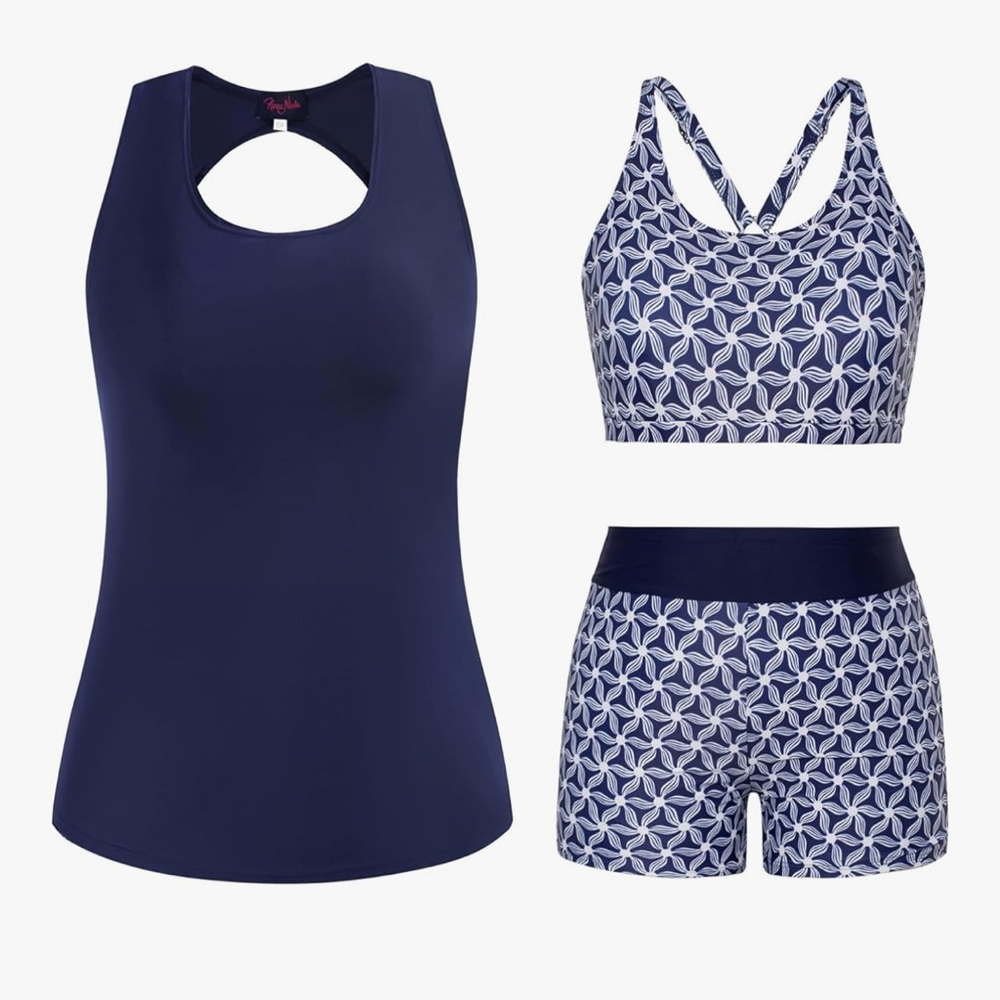 Stylish Navy Blue Swim Set